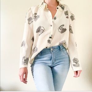 Vintage 90s Retro Button Up Blouse
